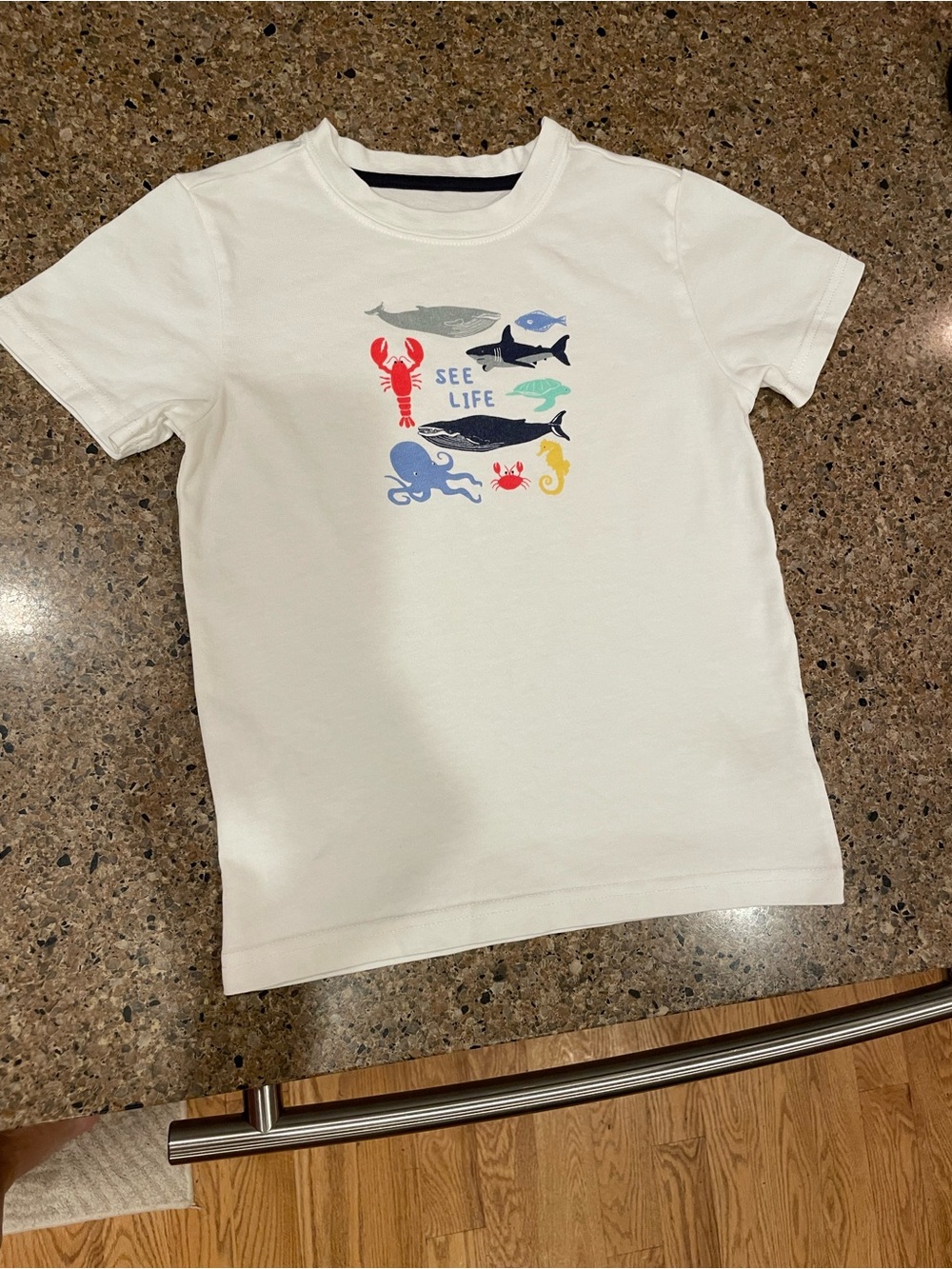Janie and Jack White Tee with Colorful Sea Creatures